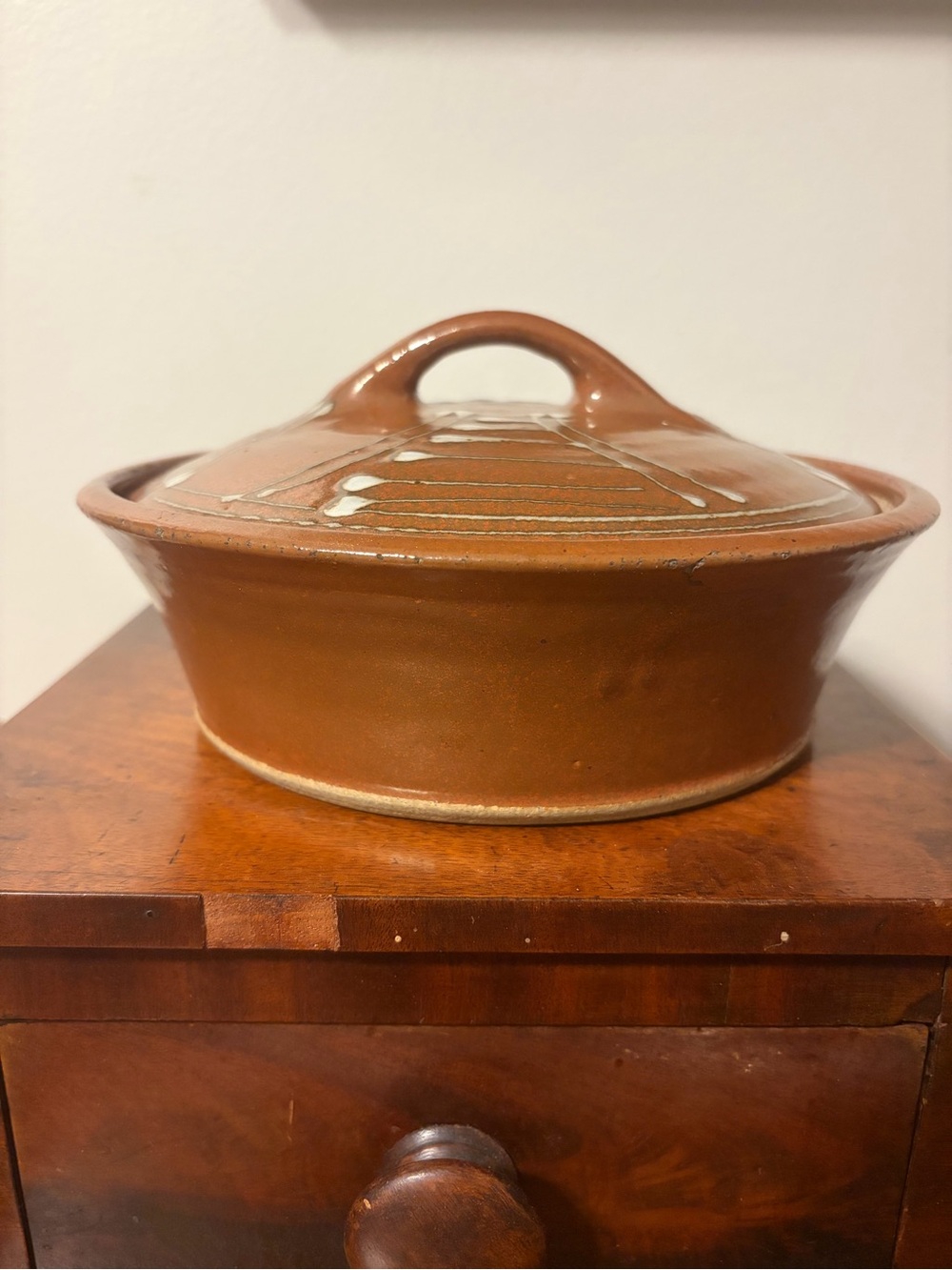 Vintage studio pottery casserole dish